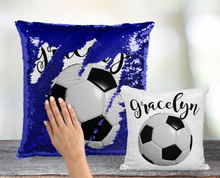 Soccer Ball Sequin Pillow - INCLUDES INSERT Personalized Mermaid Cushion