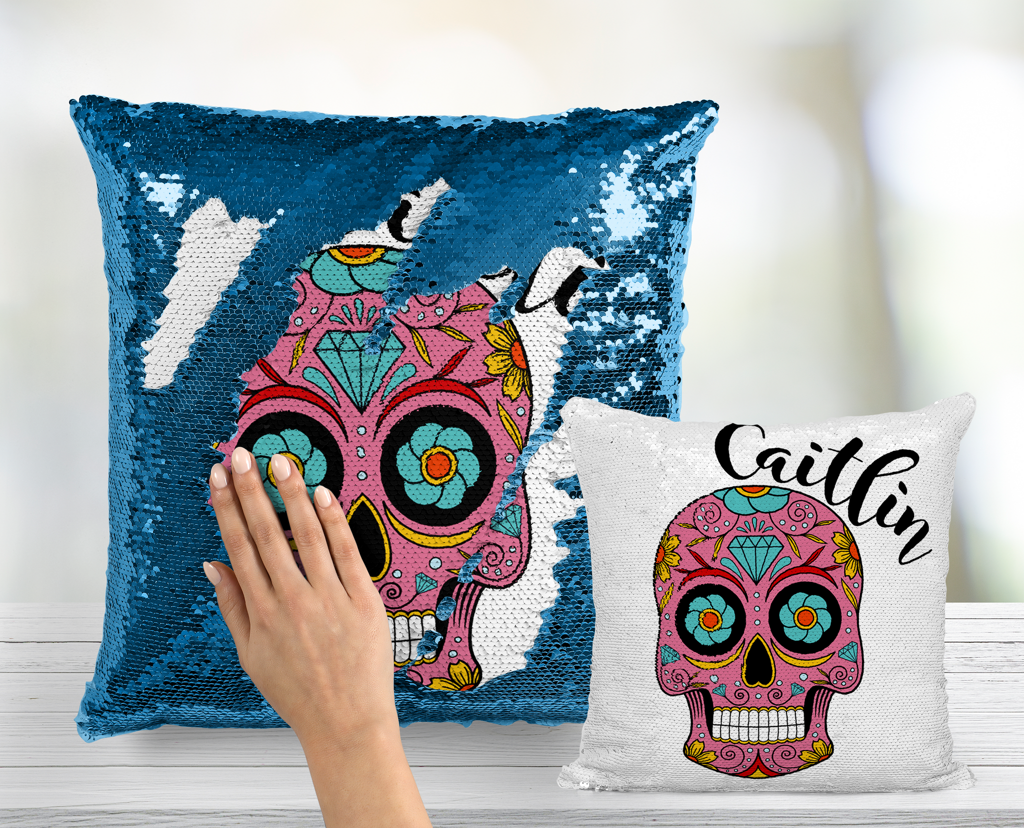 Personalized top sequin cushion