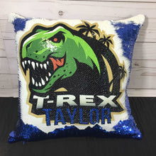 Dinosaur Custom Sequin Pillow INCLUDES INSERT CUSHION - Personalized Dino Mermaid Pillow