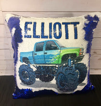 Blue Monster Truck Mermaid Pillow