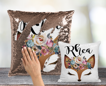 Fox Face Custom Sequin Pillow INCLUDES INSERT CUSHION - Personalized Mermaid Pillow