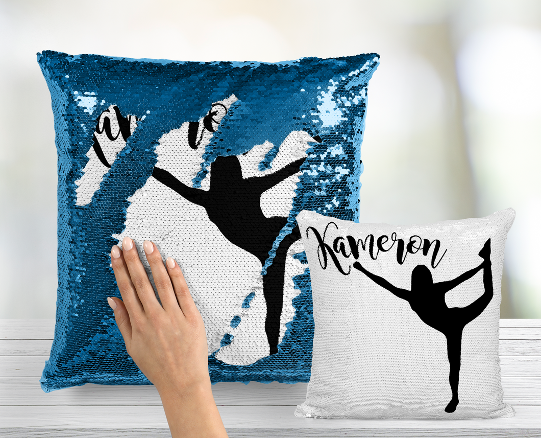 Gymnast Custom Sequin Pillow - INCLUDES INSERT CUSHION - Personalized Gymnastics Mermaid Pillow