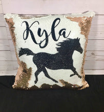 Custom Mustang Horse Sequin Pillow INCLUDES INSERT CUSHION - Personalized Mermaid Pillow