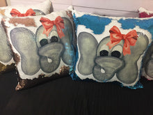 Elephant Bow Custom Sequin Pillow INCLUDES INSERT CUSHION Personalized Mermaid Pillow