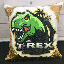 Dinosaur Custom Sequin Pillow INCLUDES INSERT CUSHION - Personalized Dino Mermaid Pillow