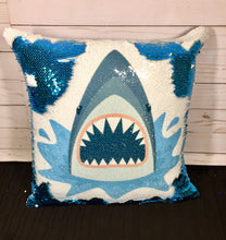 Shark Bite Sequin Pillow INCLUDES CUSHION INSERT Personalized Mermaid Flip Pillow