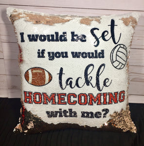 Set to Tackle Homecoming Proposal Mermaid Pillow