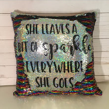 She Leaves a Bit of Sparkle Everywhere She Goes Custom Sequin Pillow INCLUDES INSERT CUSHION - Personalized Mermaid Pillow