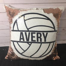 Split Volleyball Custom Sequin Pillow - INCLUDES INSERT CUSHION - Personalized Color Changing Sports Mermaid Pillow