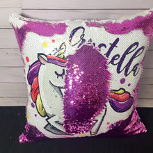 Unicorn Polka Dots Custom Sequin Pillow - INCLUDES CUSHION INSERT Personalized Hot Pink Purple Mermaid Pillow