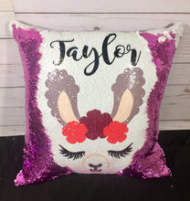 Llama Face Custom Sequin Pillow INCLUDES INSERT CUSHION - Personalized Llama Mermaid Pillow