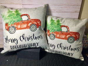 Christmas Truck 18 Pillow Cover