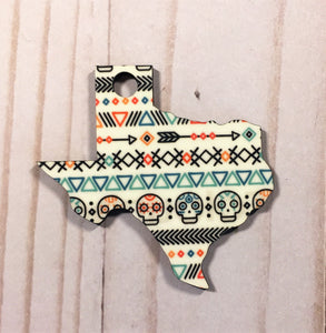 Texas Shaped Double Sided Keychains with Tassel