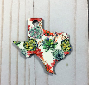 Texas Shaped Double Sided Keychains with Tassel