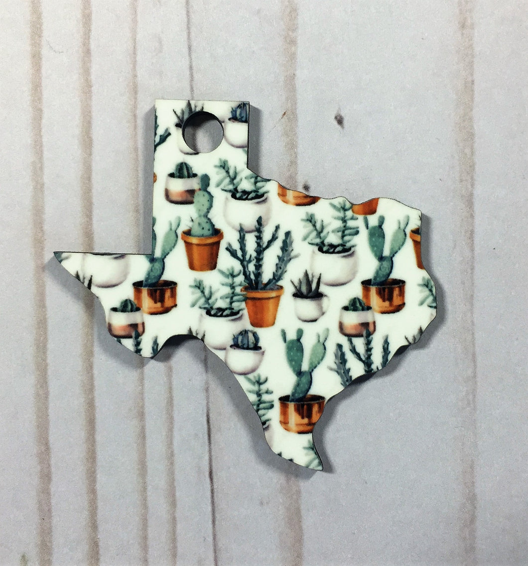 Texas Shaped Double Sided Keychains with Tassel