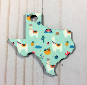 Texas Shaped Double Sided Keychains with Tassel