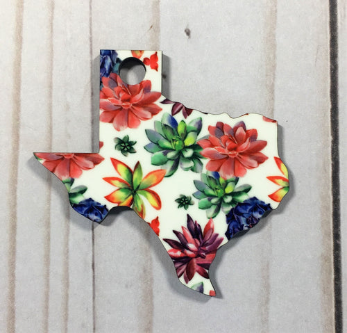 Texas Shaped Double Sided Keychains with Tassel