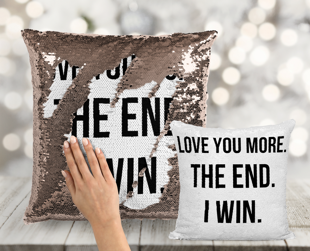 Love You More Custom Sequin Pillow INCLUDES CUSHION INSERT - Mermaid Pillow