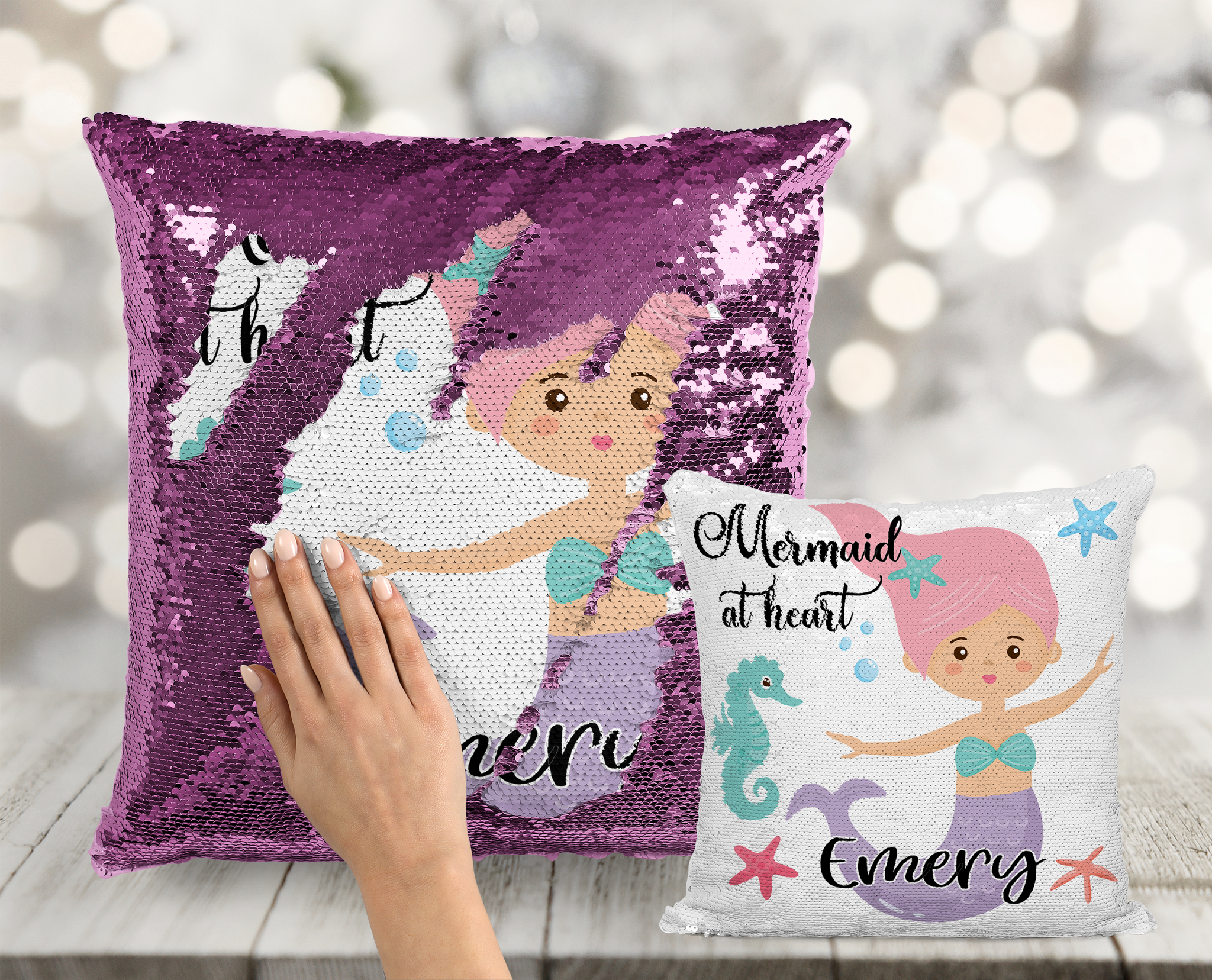 Mermaid sequin pillow sale