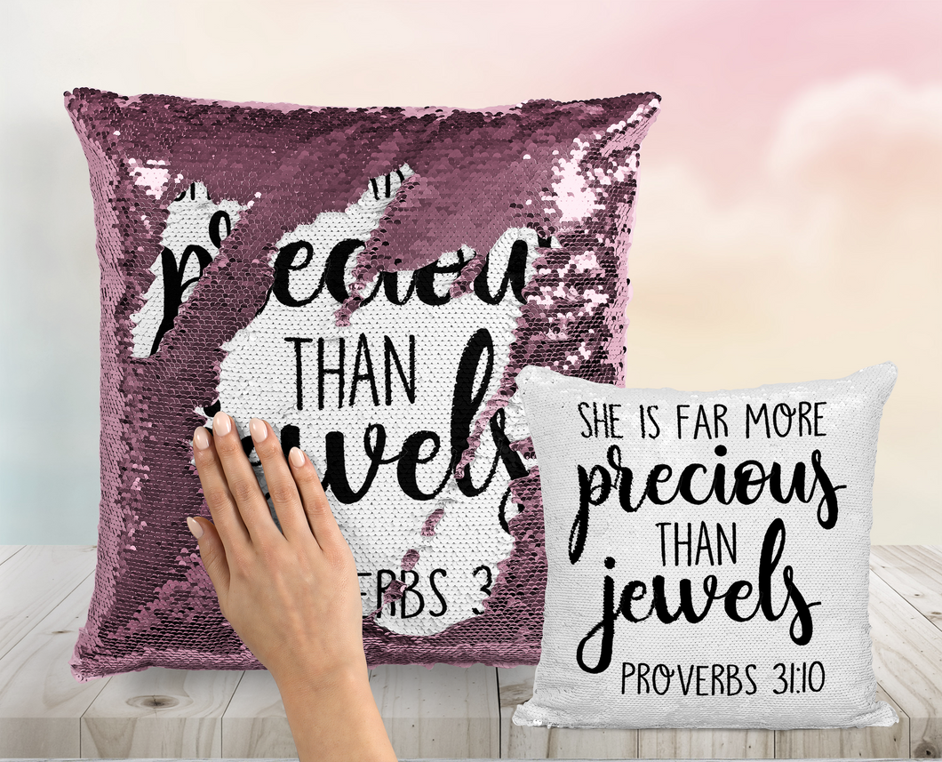Precious Jewels Sequin Pillow - INCLUDES INSERT CUSHION - Personalized Mermaid Pillow