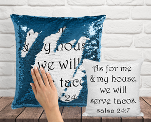 Salsa 24:7 Sequin Pillow - INCLUDES INSERT CUSHION - Personalized Taco Mermaid Pillow