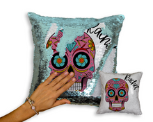 Pink Sugar Skull Personalized Sequin Pillow - INCLUDES INSERT CUSHION - Mermaid Pillow