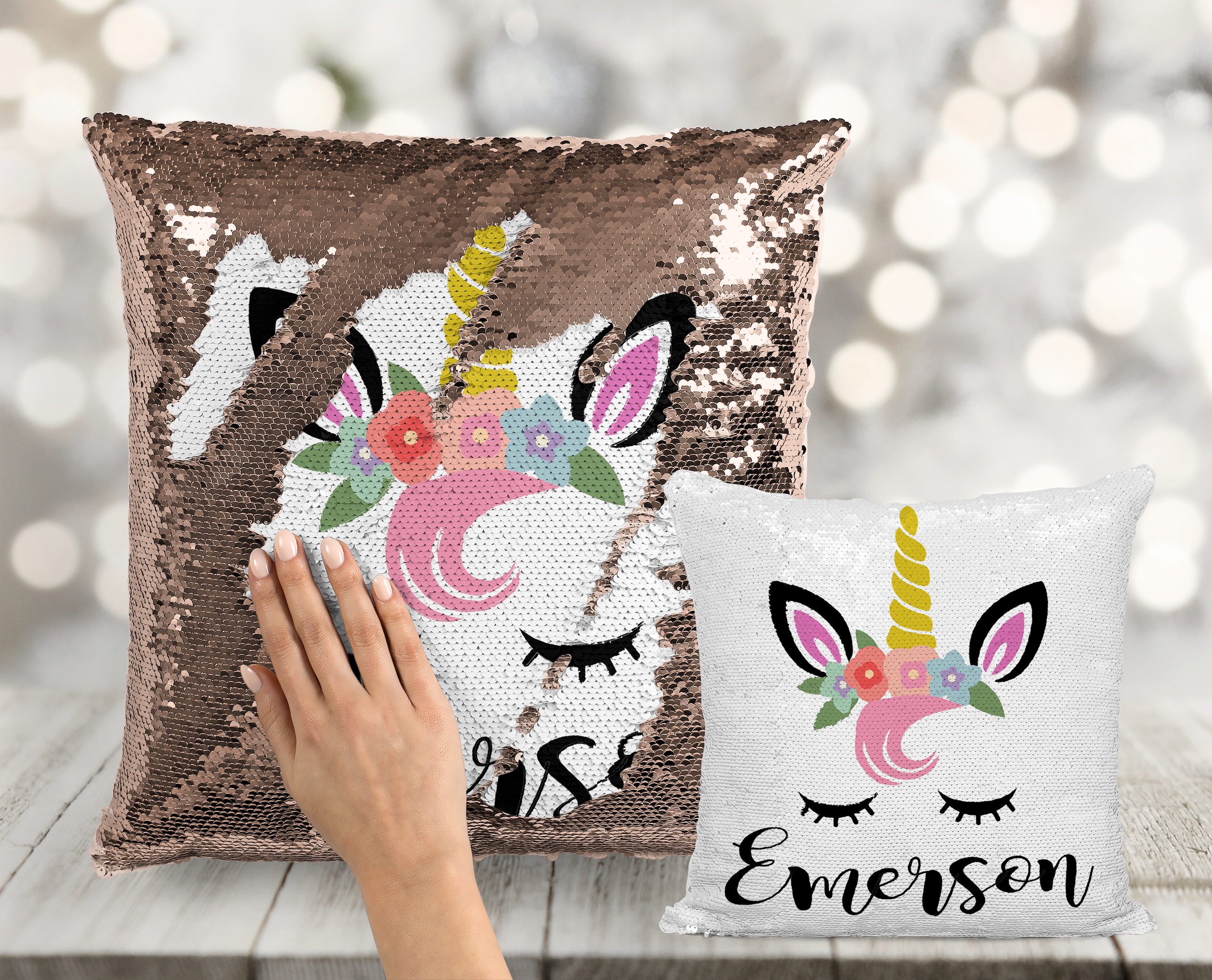 Unicorn Face Custom Sequin Pillow INCLUDES CUSHION INSERT